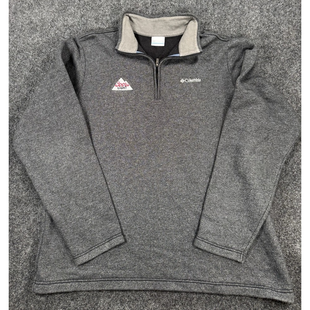 Columbia Coors Light Quarter Zip Fleece Pullover Gray Large Beer Logo